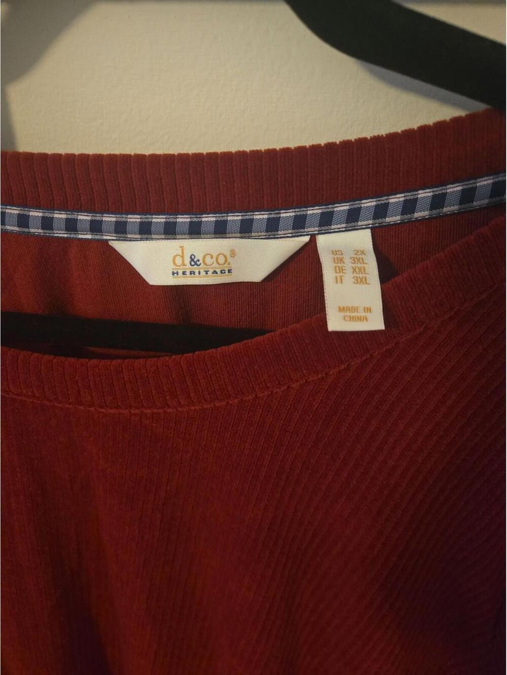 D&Co Heritage Burgundy Corduroy Tiered Midi Dress 2XL - Picture 4 of 4